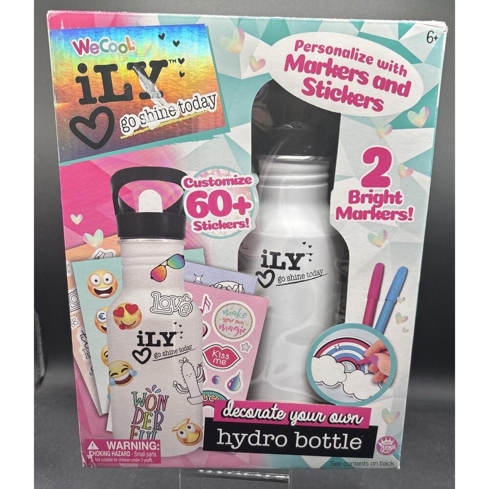 WeCool ILY Decorate Your Own Hydro Bottle Kit With Stickers & Markers